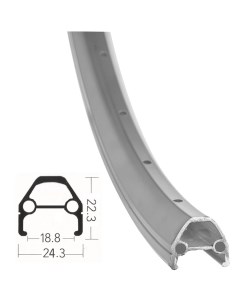 Обод велосипедный 24 36 H алюминиевый двойной с проточкой серебристый 330146 Жвмз