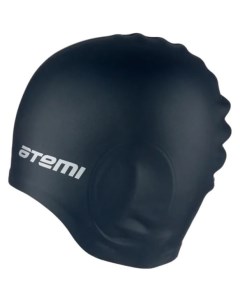 Шапочка для плавания взрослая 56 65 см черная уши силикон EC101 Atemi