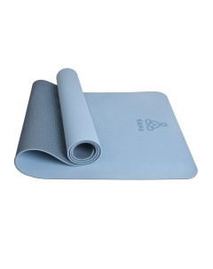 Коврик для йоги и фитнеса TPE 6 мм 183 x 61 см синий чехол ремешок Kama yoga