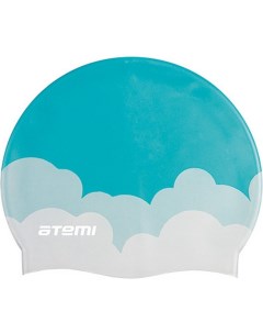 Шапочка для плавания взрослая 56 65 см голубая облака силикон PSC413 Atemi