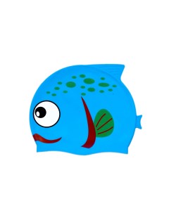 Шапочка для плавания детская до 56 см рыбка с усами голубая силикон Mystyle