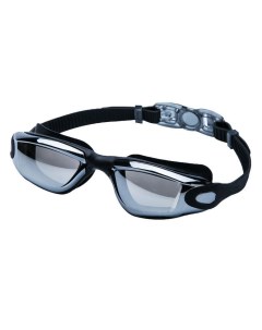 Очки для плавания взрослые черные зеркальные широкие AF от UVA UVB силикон Mystyle