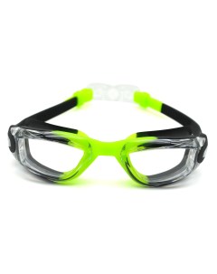 Очки для плавания детские 6 12 лет черно лаймовые AF от UVA UVB силикон Mystyle