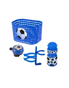 Корзина велосипедная фляга звонок комплект синий футбол KIDS Ventura