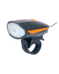 Фонарь велосипедный аккумуляторный светодиодный передний с гудком оранжевый Urm