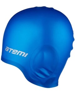 Шапочка для плавания взрослая 56 65 см синяя уши силикон EC104 Atemi