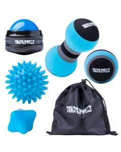 Набор из 5 массажных мячей для мфр фитнеса и йоги голубой Yogaballz