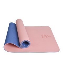 Коврик для йоги и фитнеса TPE 6 мм 183 x 61 см розовый чехол ремешок Kama yoga