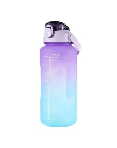 Спортивная бутылка 2л с маркировкой времени объема и мотиваторами фиолетовая с голубым Nobrand