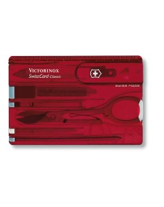 Мультитул SwissCard Classic красный прозрачный 10 опций Victorinox