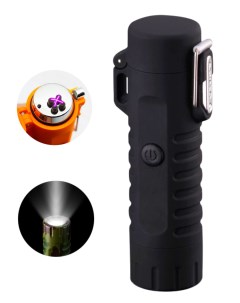 Зажигалка USB водонепроницаемая с фонарем черная Lighters