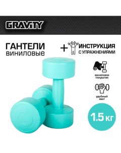 Виниловые гантели DK4145 круглые 1 5 кг х 2 шт бирюзовый Gravity