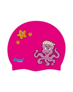 Шапочка CAP JR детская силиконовая цвет розовая с картинками Cressi