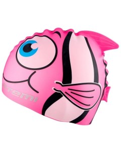 Шапочка для плавания детская до 56 см розовая рыбка силикон FC104 Atemi