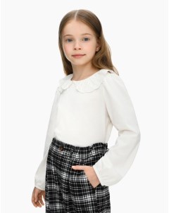 Молочная блузка с длинным рукавом и воротником для девочки Gloria jeans