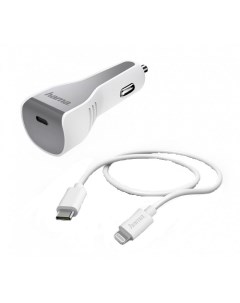 Зарядное устройство автомобильное H 183317 00183317 3A PD USB Type C для Apple белый Hama