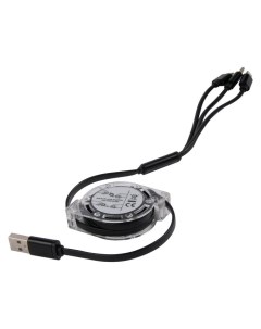 Кабель интерфейсный УТ000024625 рулетка USB microUSB Lightning Type C 2A черный Mobility