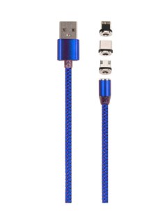 Кабель интерфейсный УТ000029373 USB Type C 8 pin micro USB 1м нейлоновая оплетка синий Mobility