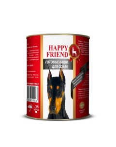 Корм для собак Каша с олениной бурым рисом и овощами 340г Happy friend