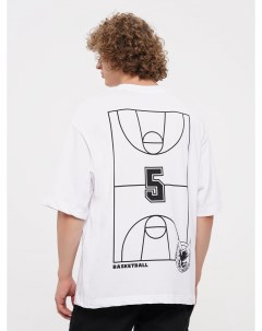 Спортивная хлопковая футболка с баскетболом на спине Твое