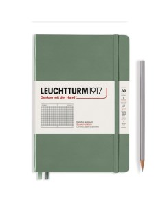 Записная книжка Leuchtturm A5 в клетку 251 страница оливковая твердая обложка Leuchtturm1917