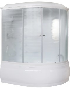 Душевой бокс ALP 150х100 L профиль белый стекло матовое с гидромассажем Royal bath