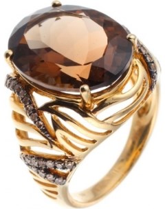 Кольцо с раухтопазом и бриллиантами из жёлтого золота Джей ви