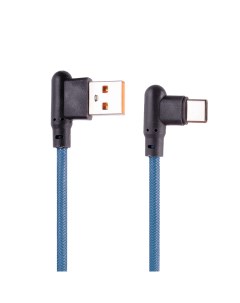 USB кабель LP Type C Г коннектор оплетка леска синий блистер Liberty project