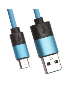USB кабель LP Micro USB круглый soft touch металлические разъемы голубой европакет Liberty project