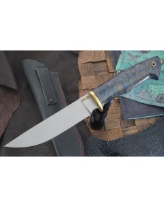 Нож Сибиряк сталь 95Х18 рукоять синяя стабилизированная береза Мастерская сковородихина