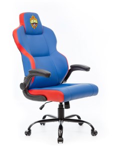 Кресло игровое компьютерное красно синее с эмблемой Пфк цска