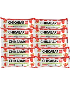Батончик CHIKABAR в белом шоколаде с начинкой 10шт по 60г Клубника со сливками Bombbar