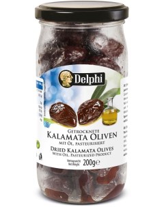 Оливки Каламата с косточкой сушеные 200г Delphi