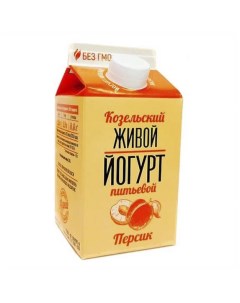 Питьевой йогурт живой персик 2 5 БЗМЖ 450 г Козельский