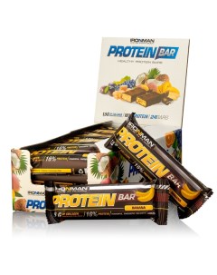 Батончик Protein Bar с коллагеном 50г Банан тёмная глазурь 24шт Ironman