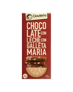 Шоколад молочный с печеньем Мария 125 г Clavileno