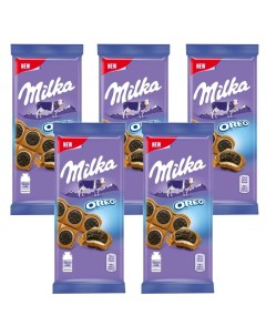 Молочный шоколад с круглым печеньем OREO Ваниль Флоу пак 5шт 92гр Milka