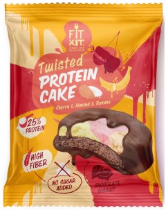 Протеиновое печенье TWISTED Protein Cake вишня миндаль банан 70 г Fit kit