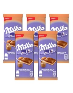 Молочный шоколад Ореховая паста Миндаль Флоу пак 5шт 85гр Milka
