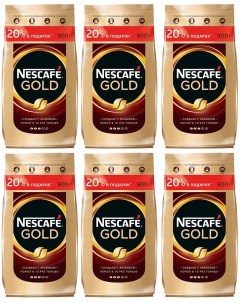 Кофе растворимый Gold м у с добавлением молотого 900 г 6 штук Nescafe