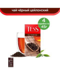 Чай черный цейлонский Sunrise 4 шт по 25 пакетиков Tess