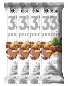 Протеиновый батончик Ёбатон 33 Protein Bar 45 г коробка 15 шт Арахис шоколад Ё батон