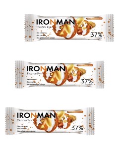 Батончик 37 Protein bar без сахара Арахис карамель 3х50г Ironman