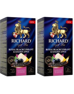 Чай черный Royal Blackcurrant Golden Apple 2 уп х 25 пакетиков Richard