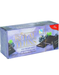 Шоколадные плитки Royal Thins темный cо вкусом черной смородины 200г Halloren