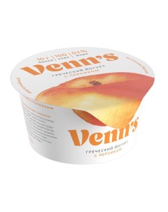 Йогурт Venn s Греческий обезжиренный с персиком 0 1 БЗМЖ 130 г Geomar