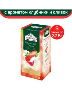 Чай черный Ahmad Strawberry Cream с ароматом клубники и сливок 3 шт по 25 пакетиков Ahmad tea