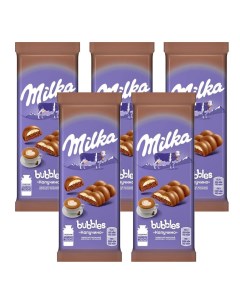 Молочный шоколад BUBBLES Пористый с Капучино Флоу пак 5шт 92гр Milka