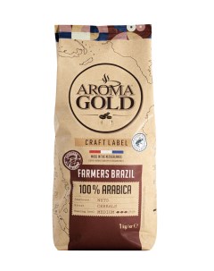 Кофе натуральный Gold craft farmers brazil зерновой 1 кг Aroma