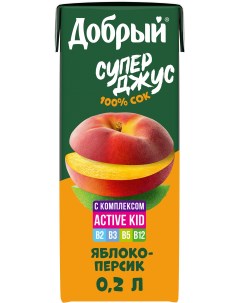 Сок Active kid яблоко персик 200 мл Добрый